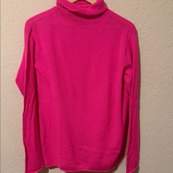 The Elder Statesman Vibrant Pink Turtleneck Sweater